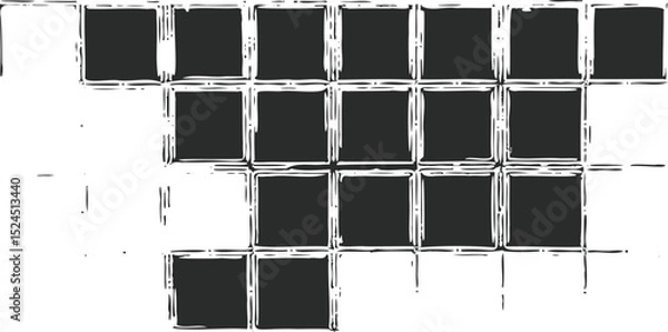 Obraz Monochrome texture composed of irregular graphic elements. Distressed uneven grunge background. Abstract vector illustration. Overlay for interesting effect and depth. Isolated on white background.