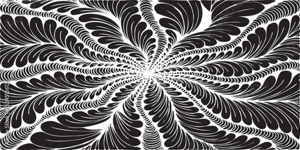 Obraz Simple floral geometric pattern. Tileable, repeating black and white background. Texture vector.