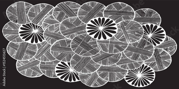 Fototapeta Simple floral geometric pattern. Tileable, repeating black and white background. Texture vector.