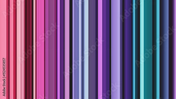 Obraz Colorful geometric background with vibrant vertical stripes of unique shapes with 3d lighting effects, depth and contrast. Bright and bold vertical lines of spatial geometry arranged randomly. Vector