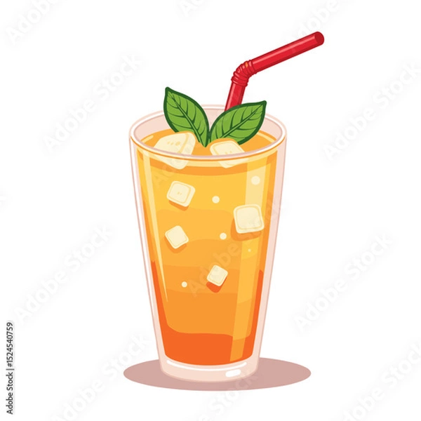 Obraz Iced tea with mint sprig vector, refreshing drink on transparent background, perfect for summer, beverages, and wellness