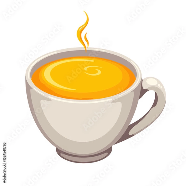 Obraz Turmeric latte mug vector, steaming beverage on transparent background, ideal for wellness blogs, recipes, and healthy living