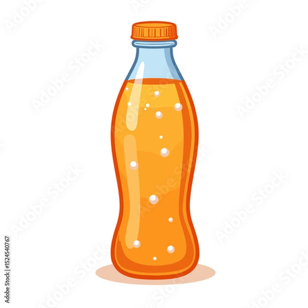 Obraz Orange soda bottle vector, refreshing beverage on transparent background, perfect for designs, branding