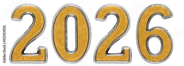 Obraz 2026 napis, na białym tle na białym tle, renderowania 3d