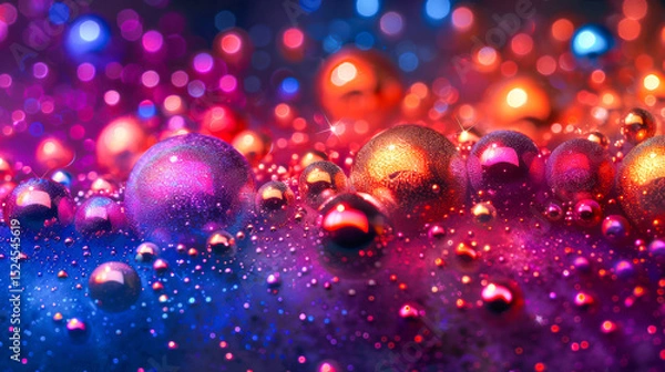Fototapeta Colorful abstract background with shimmering bubbles and vibrant light reflections in water