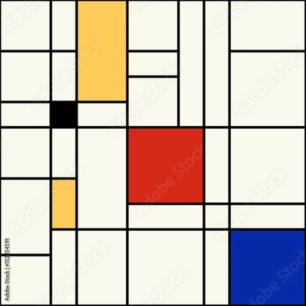 Fototapeta Bezproblemowy abstrakcyjny wzór mozaiki. Styl Mondrian. Wektor.