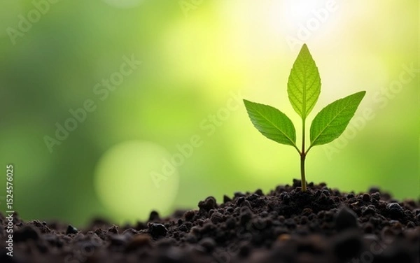 Fototapeta New Life concept with seedling growing sprout (tree).business de. High quality
