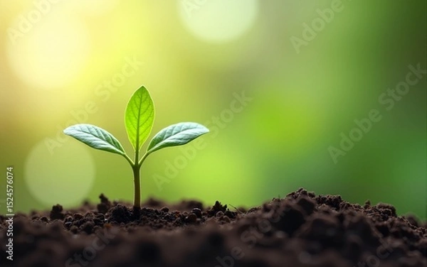Fototapeta New Life concept with seedling growing sprout (tree).business de. High quality