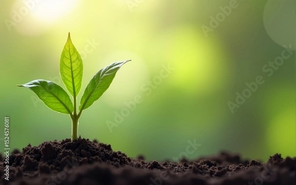 Fototapeta New Life concept with seedling growing sprout (tree).business de. High quality