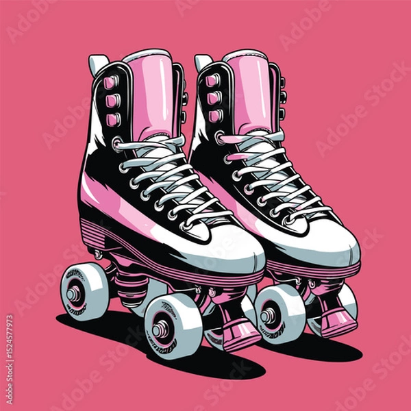 Fototapeta comic style roller skate illustration