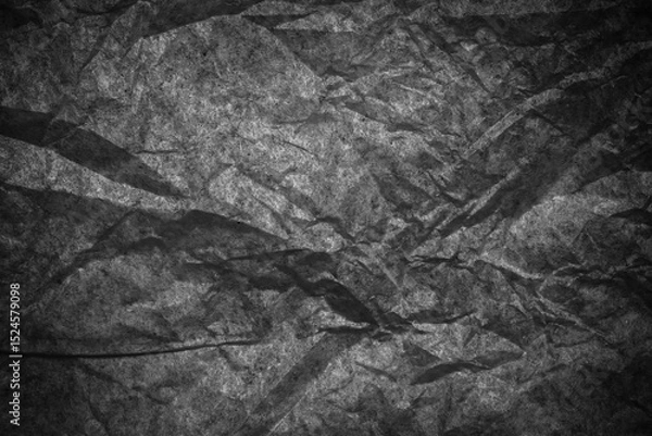Fototapeta Black paper wrinkle crumpled  texture abstract on background