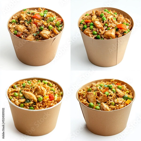 Obraz a box of rice with chicken and vegetables