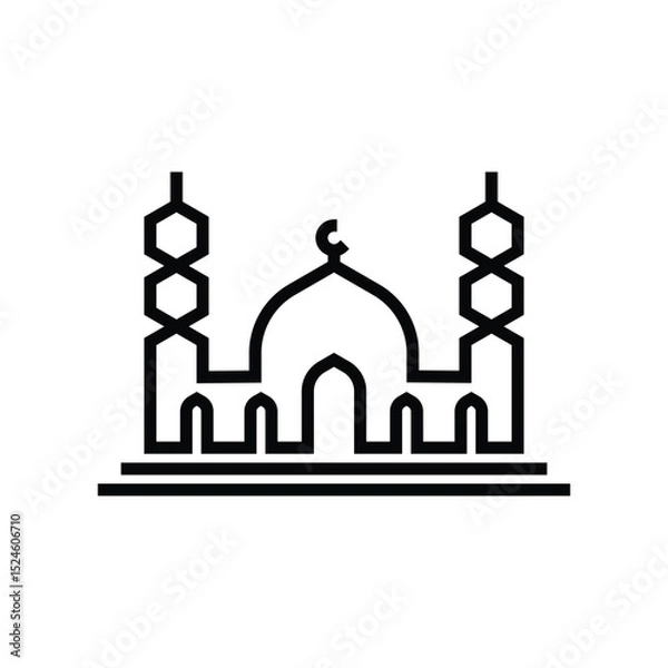 Obraz simple outline of a mosque with two minarets logo vector