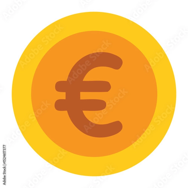 Obraz Currency symbol icon representing a shiny euro coin. Ideal for financial websites, banking apps, currency exchange platforms, or economic presentations.