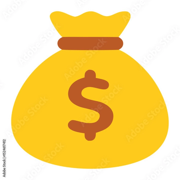 Obraz Wealth accumulation icon with a yellow money bag featuring a dollar sign. Suitable for financial, wealth management and savings concepts.