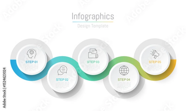 Fototapeta Infographic 5 options design elements for your business data. Vector Illustration.