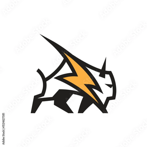 Obraz combination of bull and electricity symbol logo vector