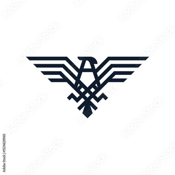 Obraz simple lines of a large winged bird logo vector
