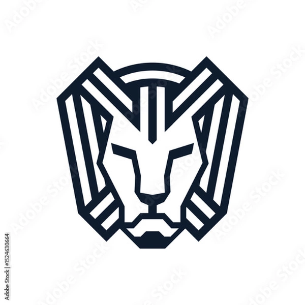 Obraz lion head with striped hair logo vector