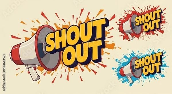Obraz Megaphone with Shout Out Text Illustration
