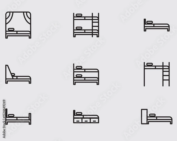 Fototapeta type of various bedroom model outline icon .sleeping bed thin line vector icon isolated on background 