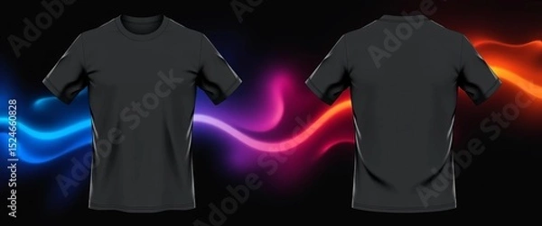 Fototapeta High-resolution vector template of a realistic t-shirt, front and back views, customizable for design mockups,  back view,   eps