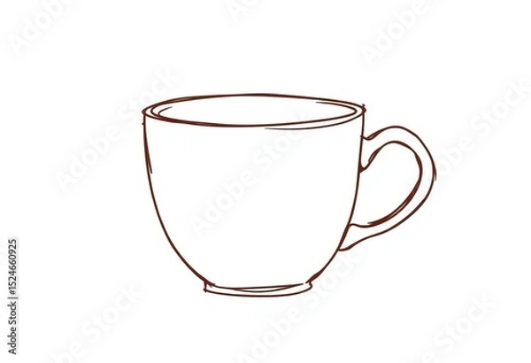 Fototapeta Hand-drawn vector sketch of a coffee cup, simple lines, cafe style,  cocoa,  coffee break