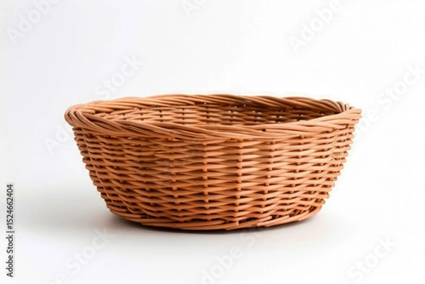 Fototapeta Wicker basket on white background with nothing inside
