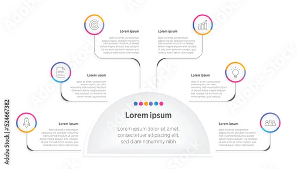 Fototapeta Modern Vector infographic label design with circle infographic template design and 6 options or steps. Can be used for process diagram, presentations, workflow layout, banner, flow chart, info graph.