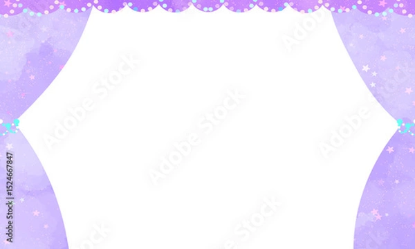 Fototapeta ゆめかわ透明水彩のカーテンフレーム