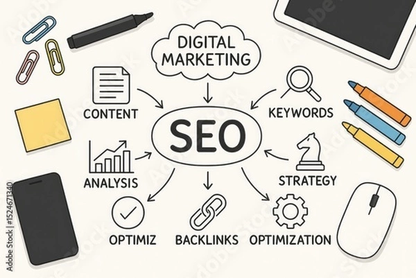 Obraz Seo strategy digital marketing content optimization keywords analysis