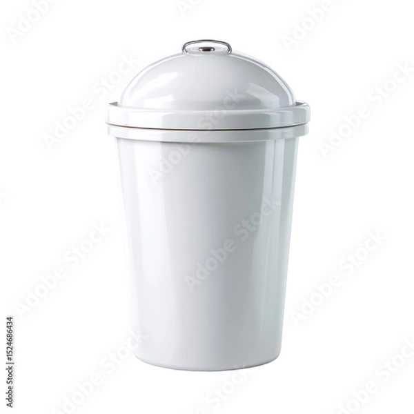 Obraz  White rubbish bin with lid on transparent background