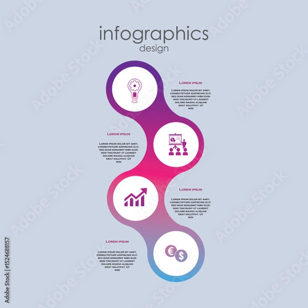Fototapeta Infographic hand drawn professional steps With fullcolor. Vector Illustrations, EPS 10.	