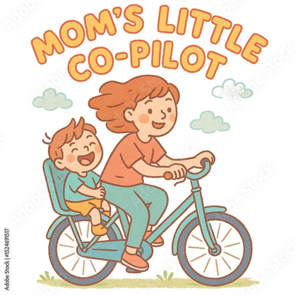 Obraz Mom’s Little Co-Pilot – Cute Bike Ride T-Shirt