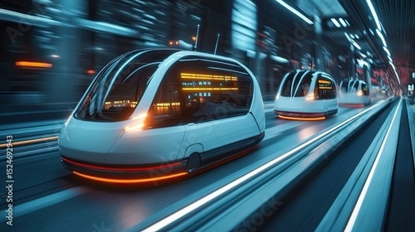 Fototapeta Concept of Smart Transportation with Autonomous Vehicles 