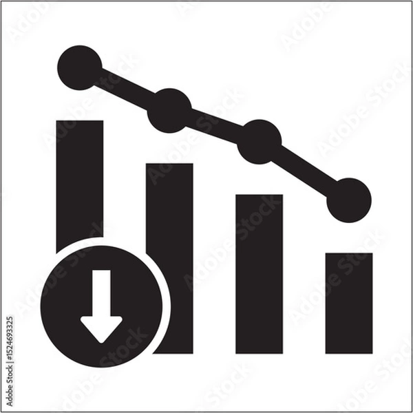 Fototapeta Business data icon. Increasing chart icon. Climb up statistic symbol. Icon symbol of profit, sales, market, diagram, graph. Vector illustration.
