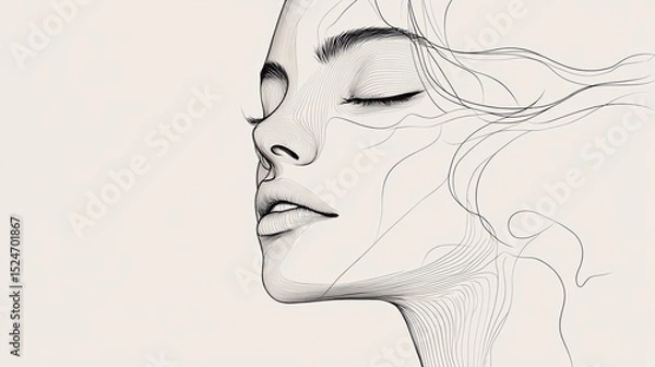 Fototapeta Minimalistic Line Art of a Woman's Face