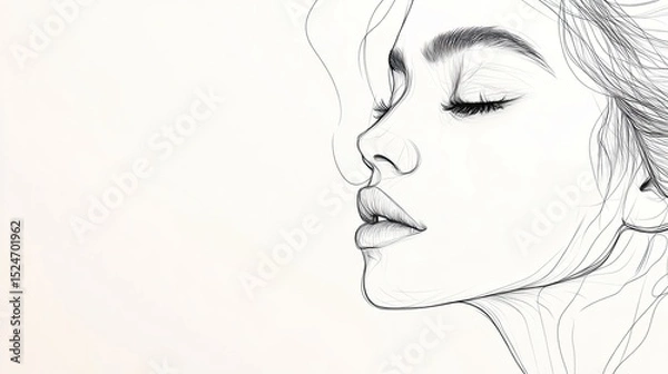 Fototapeta Minimalistic Line Art of a Woman's Face