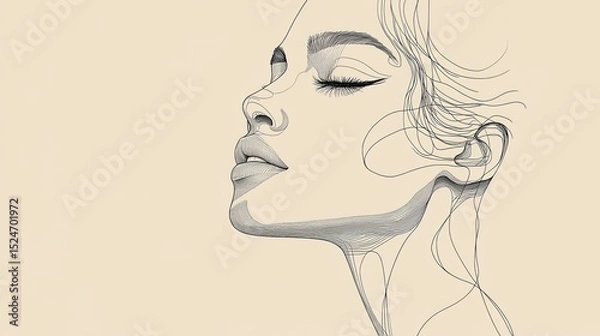 Fototapeta Minimalistic Line Art of a Woman's Face