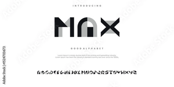 Fototapeta MAX abstract digital alphabet font. Minimal technology typography, Creative urban sport fashion futuristic font and with numbers. vector illustration