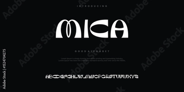Fototapeta MICA abstract digital alphabet font. Minimal technology typography, Creative urban sport fashion futuristic font and with numbers. vector illustration