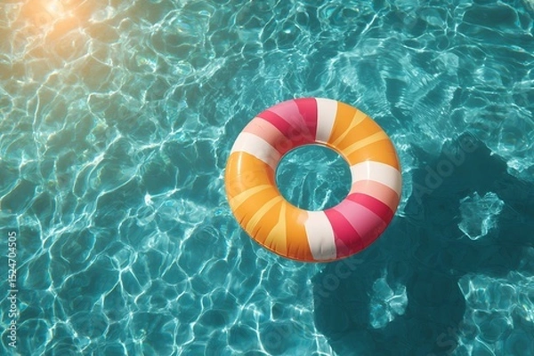 Fototapeta Life buoy floating in pool
