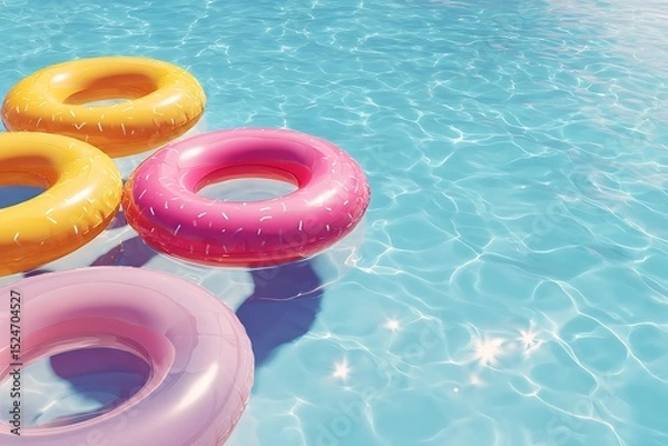 Fototapeta Life buoy floating in pool
