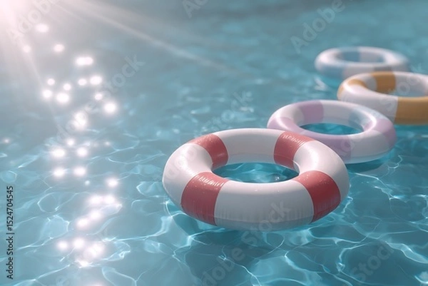 Fototapeta Life buoy floating in pool