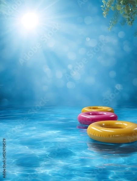 Fototapeta Life buoy floating in pool