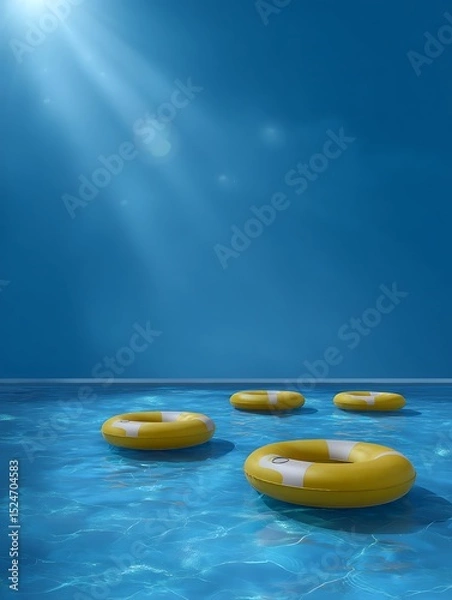 Fototapeta Life buoy floating in pool