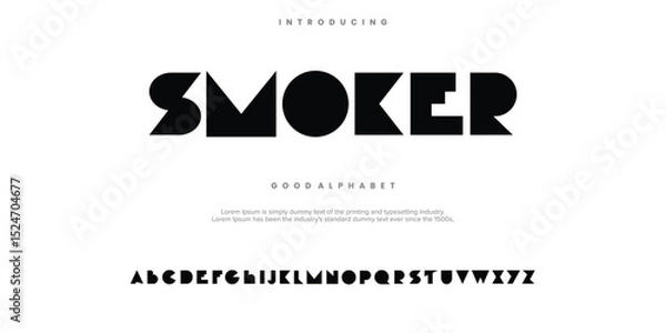 Fototapeta SMOKER abstract digital alphabet font. Minimal technology typography, Creative urban sport fashion futuristic font and with numbers. vector illustration