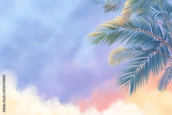 Fototapeta Palm tree on sky background