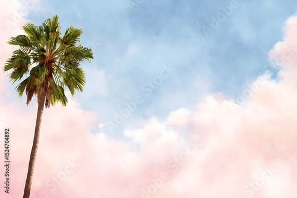 Fototapeta Palm tree on sky background