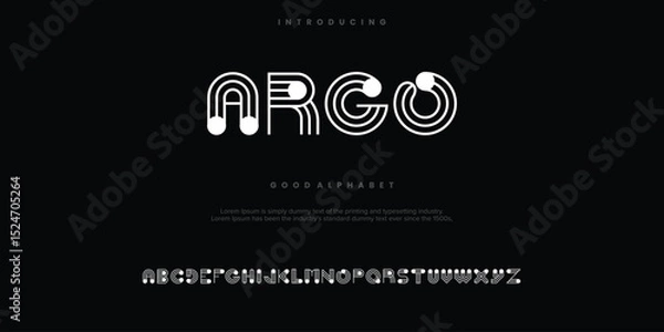 Fototapeta ARGO monoline abstract minimal modern alphabet fonts. Typography technology vector illustration